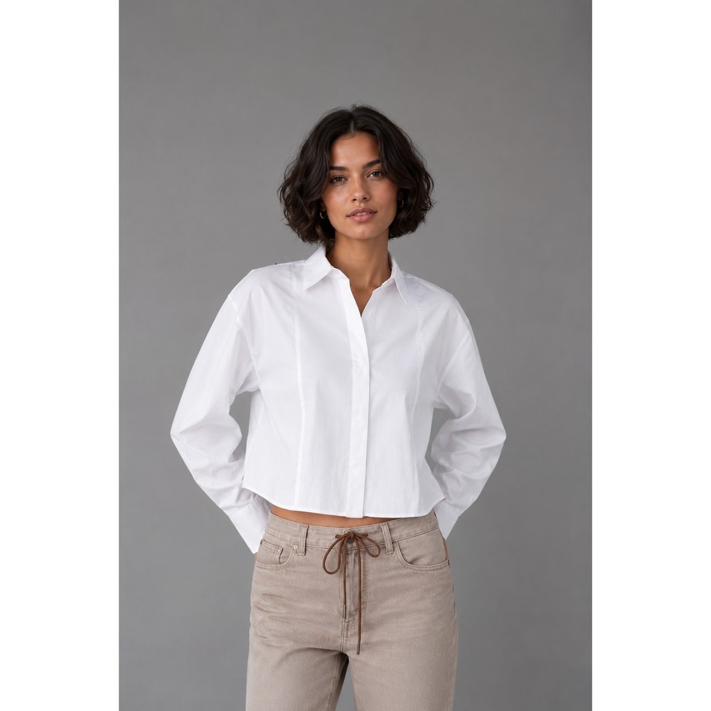Madewell Straight Hem Shirt Womens Size Medium White Cotton Poplin Drop Shoulder